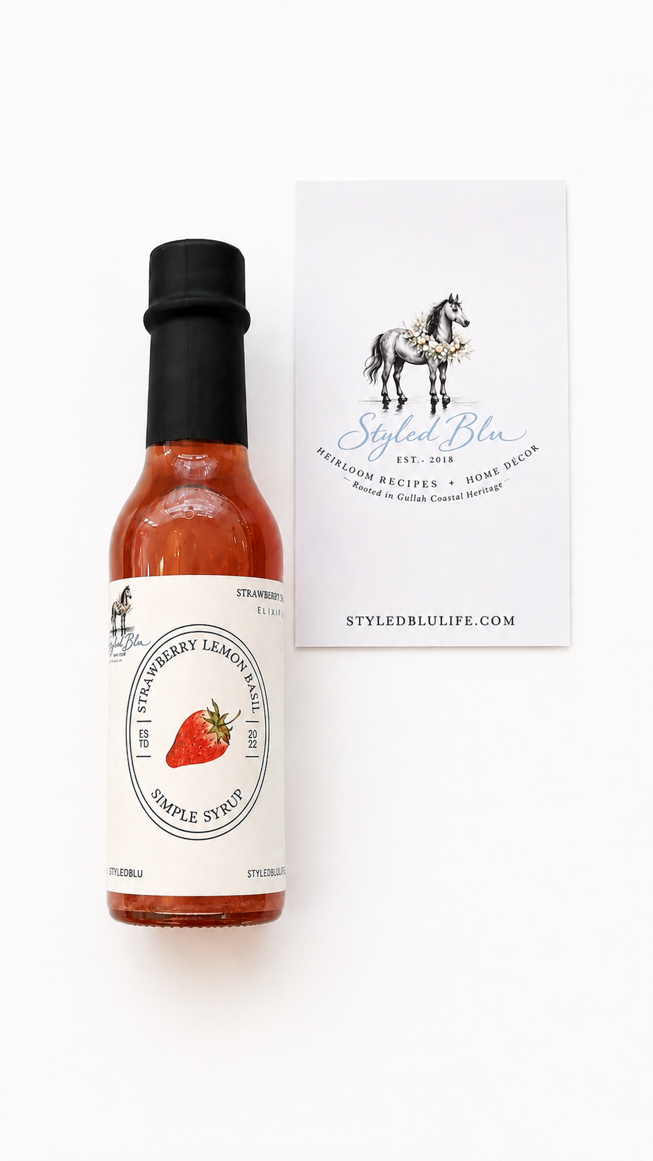 Strawberry Lemon Basil Moon Simple Syrup